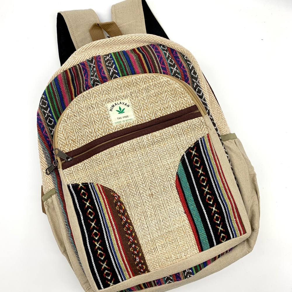 100% Handmade Multi Pocket Hemp Backpack